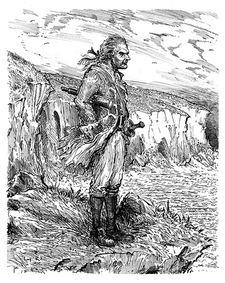 Ian Miller | Captain Bones on the cliff top near the Admiral Benbow Inn